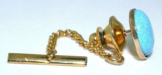 12x10 Oval Arizona Natural Blue Turquoise Cab Gold Color Tie Tack EPTT617-92022 - Изображение 2 из 2