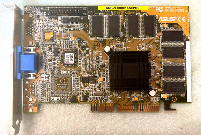 RARE ASUS AGP-V3800/16M PURE NVIDIA RIVA TNT2 16 MB AGP VGA CARD VGA ONLY MXB77