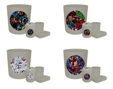 Superhero 4 Pc Bathroom Set Gray Finish Comic Trash Toothbrush Holder Cup Soap