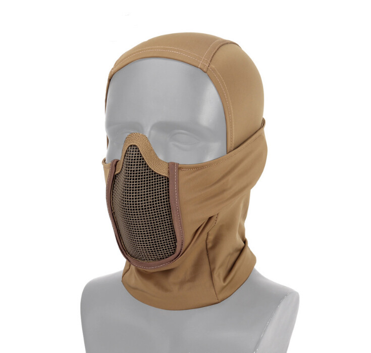 Gocher Balaclava Masque Tactique Airsoft Semi-métallique Avec Protège-Oreilles - Paintball Chasse CS