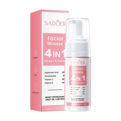 SADOER 4 in 1 Facial Mousse Face Wash Foam Facial Cleanser Moisturizing D4T6/