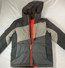 Boys ZeroXposur Puffer Jacket With Hood Gray/Orange Size M
