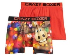 2 Pair Christmas Crazy Boxer Briefs Men's S, Holiday Underwear Boxers B33 APM