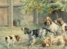 Oil painting Edmund+Henry+Osthaus-Best+Of+Friends dogs in landscape handmade art