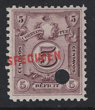 Peru 1924 5c Deficit Specimen MNH - S27930