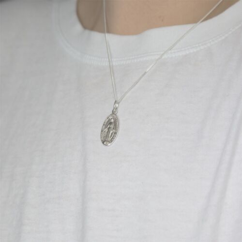Ciondolo medaglia miracolosa reversibile in argento sterling - 14 pollici - Foto 3 di 5