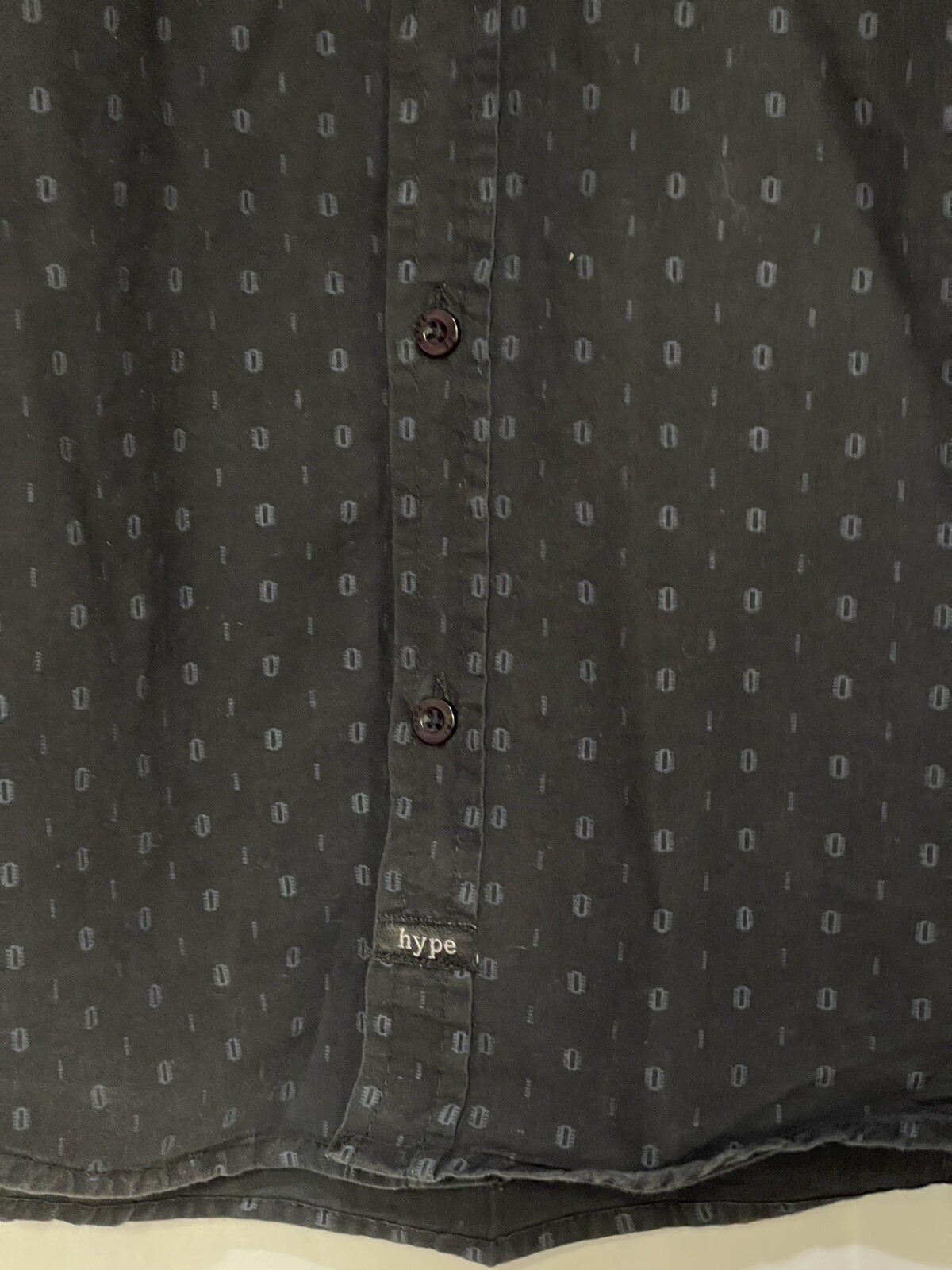 Men's Patterned Black Medium Button Up/Button Dow… - image 4
