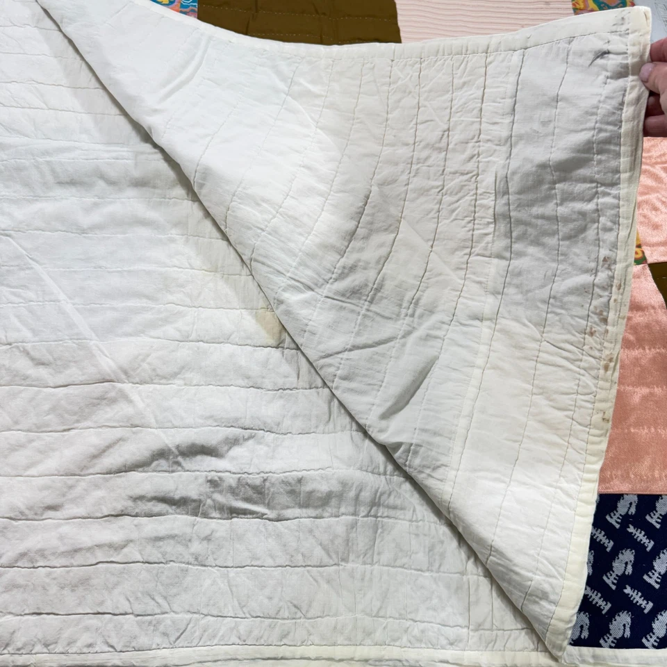 handmade quilt twin square patchwork cotton rustic primitive - Image 3 of 4