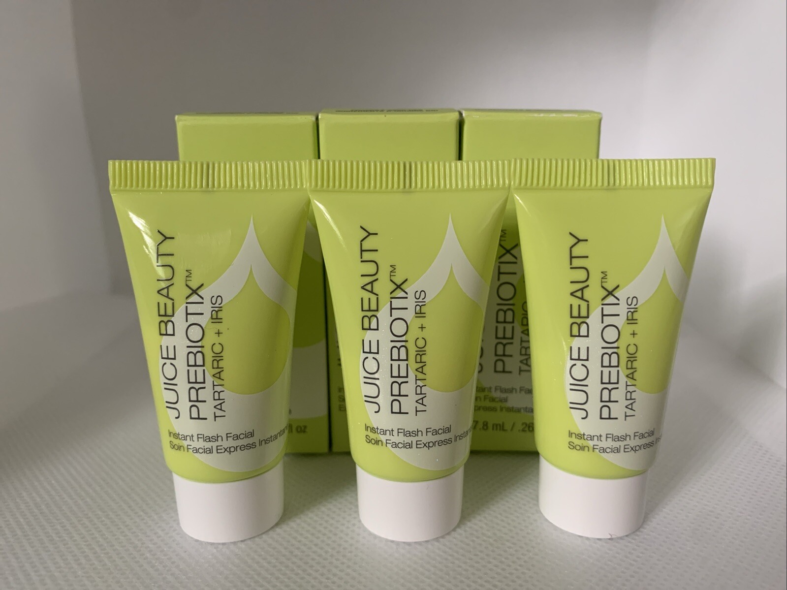 JUICE BEAUTY Prebiotix Instant Flash Facial 3x Travel Size Tartaric Iris 0.26oz Sealed