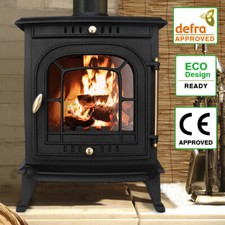 Cast Iron Multifuel Stove 7KW Woodburning Fireplace Eco Design Defra Approved