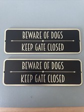 "Beware of Dogs" fence signs qty. 2 , Brushed Steel Plaques, 150mm wide