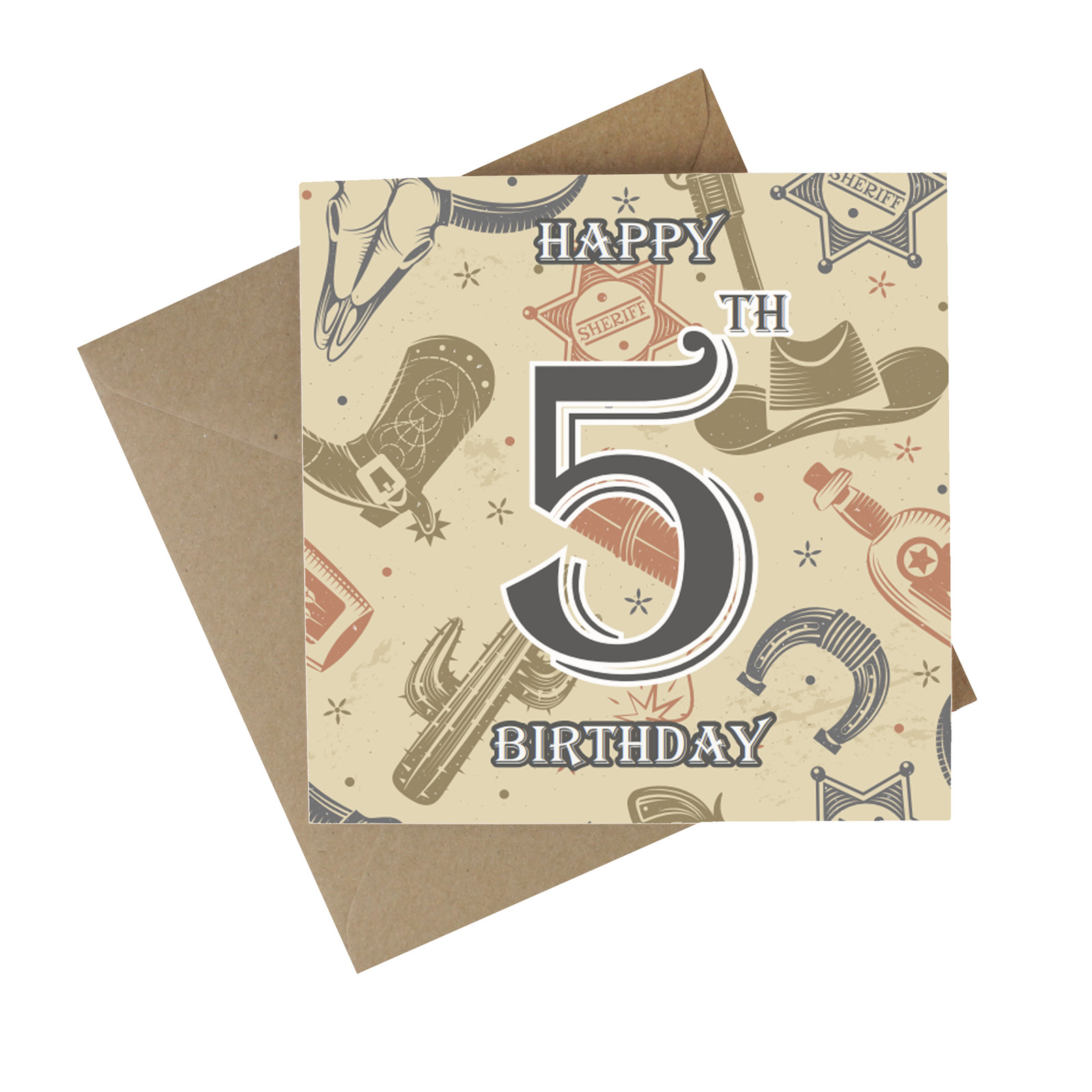 Rodeo 5th Birthday Recycled Paper Age Card - Country Eco-Friendly Greetings Card
