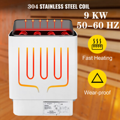6-9KW 220V Sauna Heater w/ Wall Control (NO Includes Sauna Stones) Max.459 Cubic
