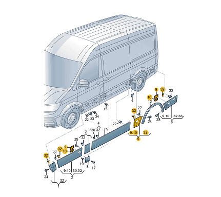 Protection de seuil de porte droit pour Volkswagen Crafter SZ 7C0853536E9B9