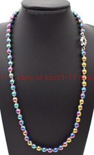 Beautiful 6mm Multi-color Hematite Round Gemstone Beads Necklace 18-36''
