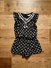 Vintage romper/jumpsuit with paisley print, preppy and classic, black and white