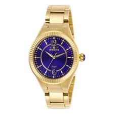 Precio de venta sugerido por el fabricante $895 - Invicta para mujer esfera azul ángel cuarzo tono dorado - sin caja ni papeles