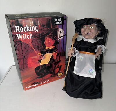 Gemmy 16  Animated Rocking Witch 1991 Halloween Glowing Eyes & Sound NOT ROCKING