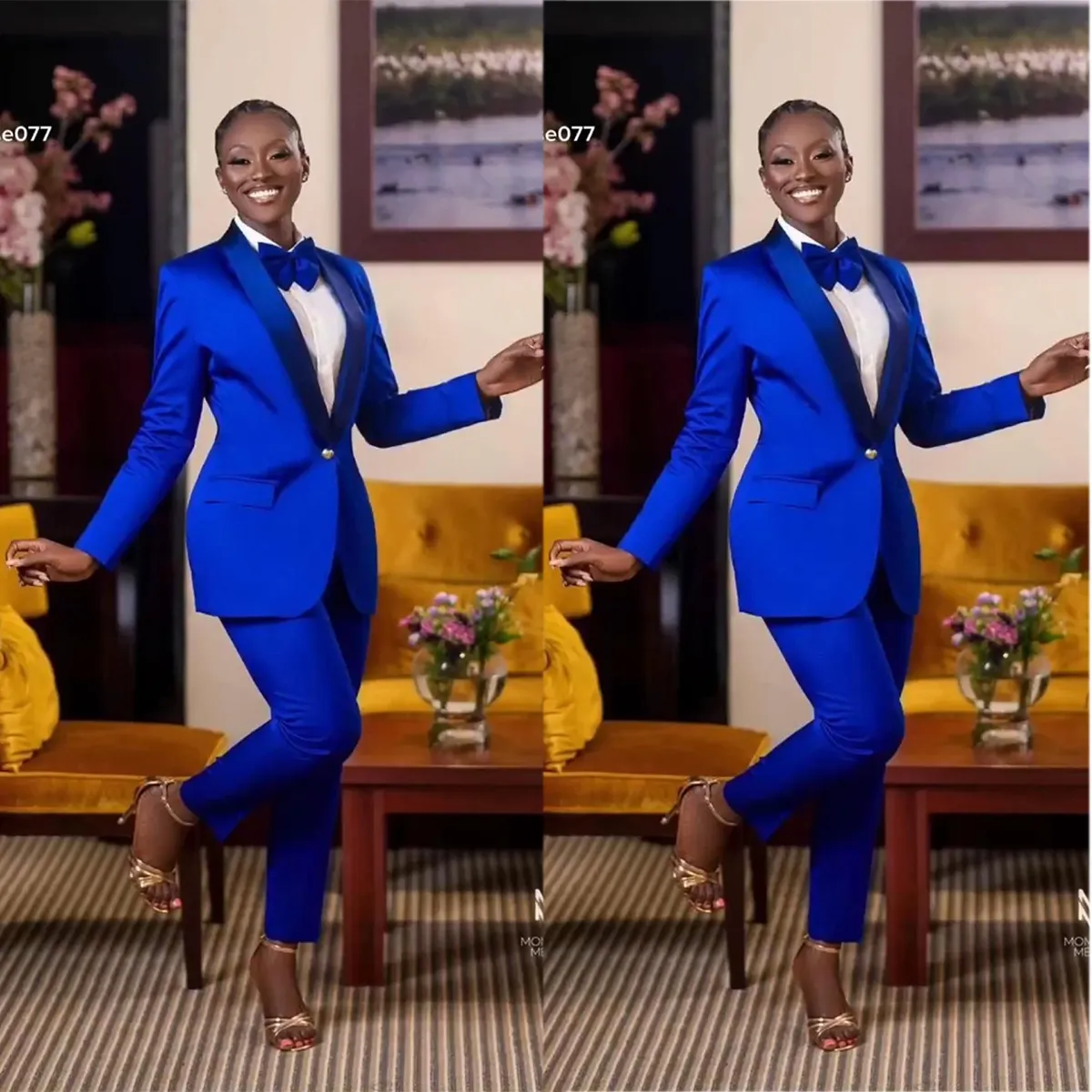 Royal Blue Women Suits 2 Pcs Wedding Prom Party Tuxedo Formal Blazer Set  Plus