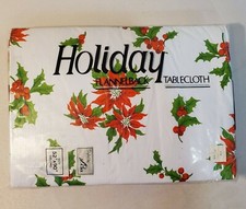 Vintage Holiday Flannel Back Tablecloth Vinyl 52x90 Oblong - Styled By Lisa