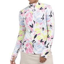 Tommy Bahama Top XS Pink Golf Half Zip Tropical Long Sleeve UPF 50 Pullover New