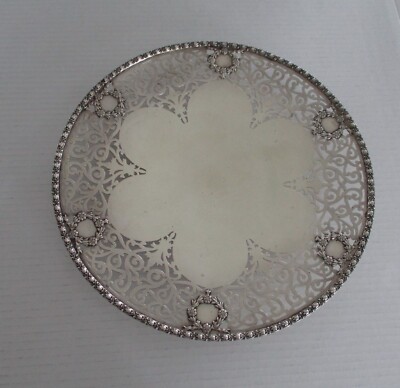 Vintage J E Caldwell Sterling Silver Pierced Footed Serving Tray 29