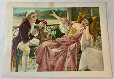 1894 lithograph ~ IDLE WORDS ~ a woman and her suitor