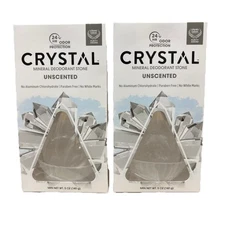 2-Pack Crystal Mineral Deodorant Stone, Unscented, 5oz ea, Free Ship NewSealed