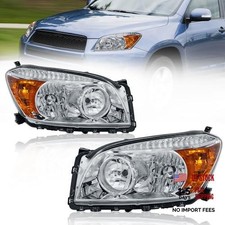 Headlights Assembly Compatible with 4 2006-2009 Chrome/Clear/Amber Toyota RAV4