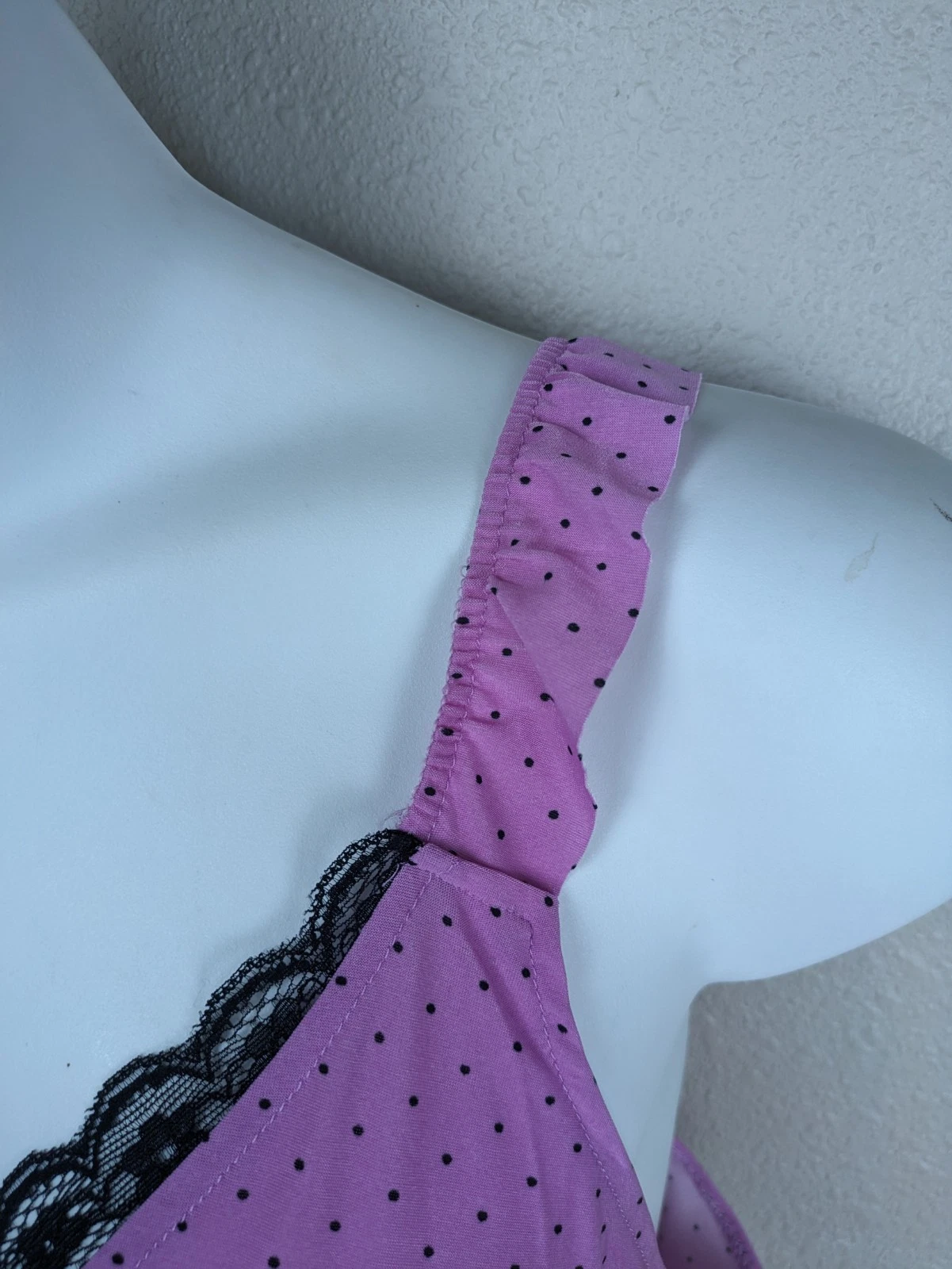 UNDERCOVER Camicia da notte a pois viola corta sexy lingerie con volant fiocco pizzo