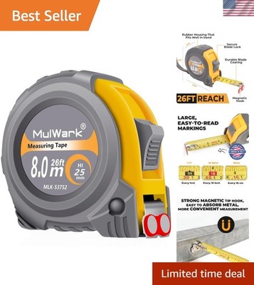 Ergonomic 25ft Measuring Tape with Double-Sided Scale & Shock-Resistant Case
