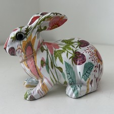 Easter Spring Rabbit Bunny Floral Decoupage Figurine Home Decor Multicolor 6IN