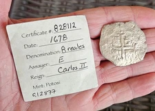 *** VINTAGE 1678 Spanish Colonial Silver Cob 8 Reales Coin ***