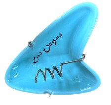 MCM Atomic Las Vegas Boomerang Ashtray w/stand Cigarette Holder 1950s Aqua Blue