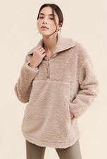 Varley Stratton 1/4 Zip Sherpa Jacket Pullover Neutral Small