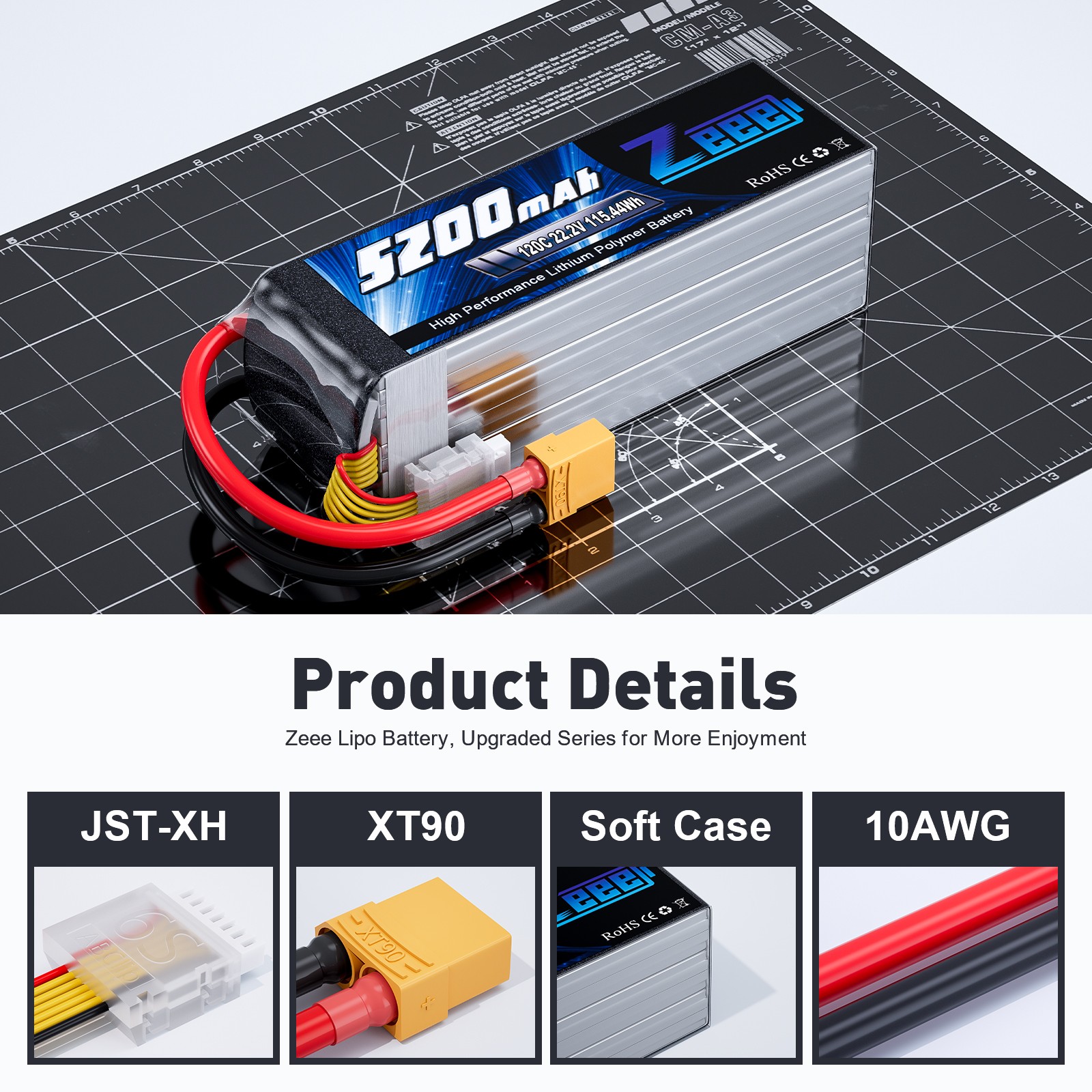 2x Zeee 22,2 V 5200 mAh XT90 6S batteria lipo 120 C per RC auto elicottero aereo aereo foto 2