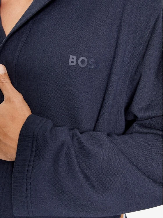 Hugo Boss Mens French Terry Cotton Iconic Flag Belt Detail Blue Robe New - Image 2 of 2