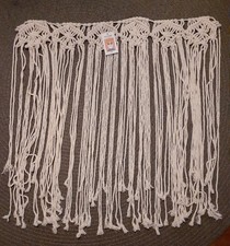 NEW Flber Macrame Wall Hanging Boho Fringe Cream White 36"x36" Handmade 126