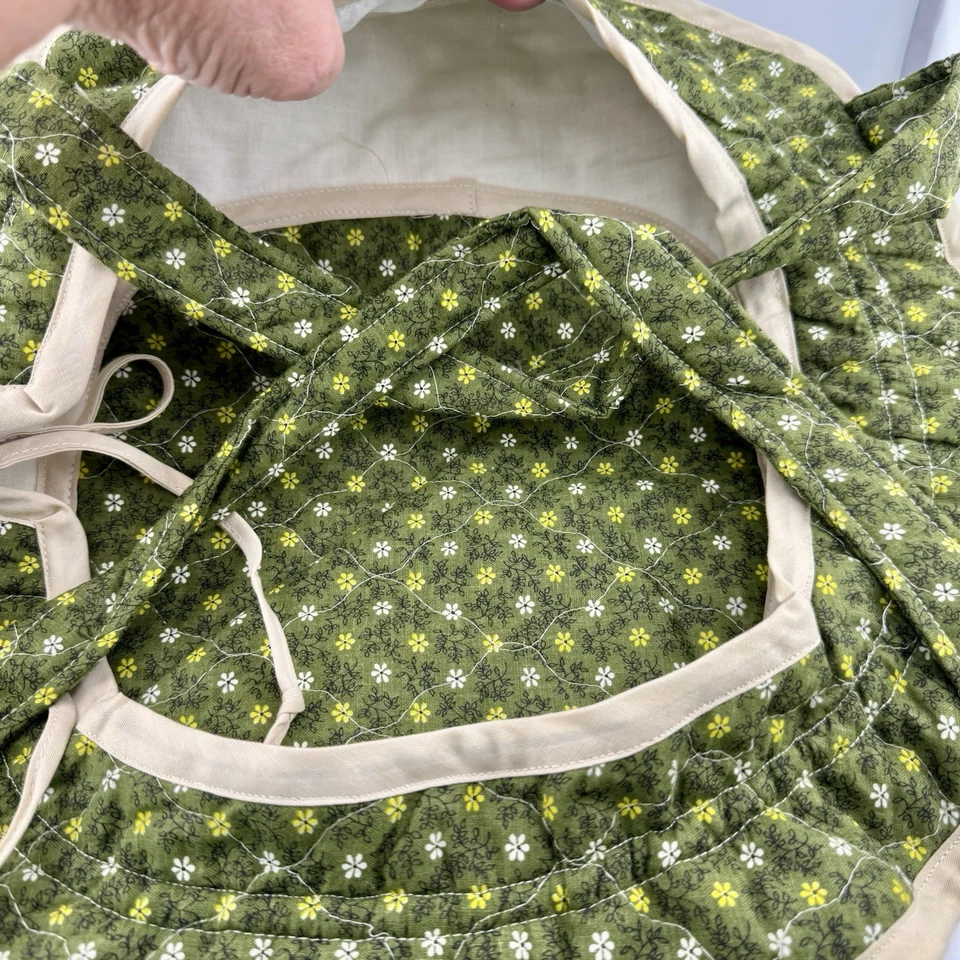 Cazuela acolchada verde hecha a mano bolsa de transporte con 2 asas 14 pulgadas Foto 4 de 4