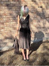Gorgeous vintage 1940s set black lace midi dress Form Fitting Jacket