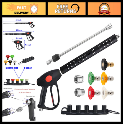 #ad Replacement Pressure Washer Gun with Extension Wand M22 Fitting 5 Nozzle Tips $50.14