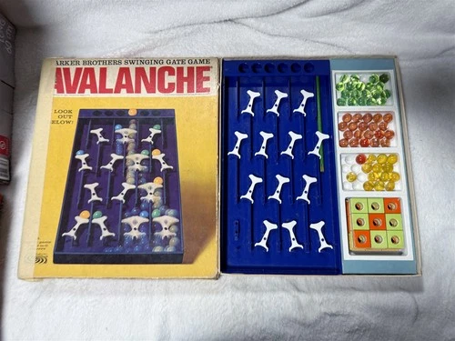 VINTAGE 1966 AVALANCHE PARKER BROTHERS GAME W/ MARBLES BOARD GAME CARDS