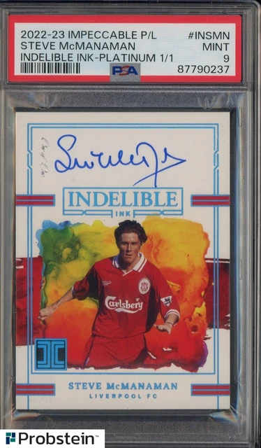 2022 Panini Impeccable PL Indelible Ink Platinum Steve McManaman AUTO 1/1 PSA 9