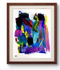 Original Art Vibrance 14x11 Abstract Expressionist Original Painting On Paper