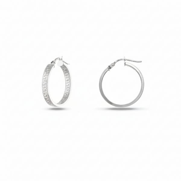 Pendientes De Oro Blanco De 18 Quilates En Forma De Aro Para Mujer