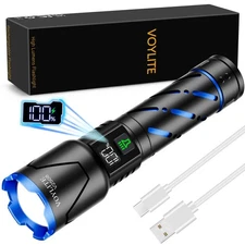 Rechargeable Flashlights High Lumens - 10000 LM, 5000mAh Battery with LCD Dis...
