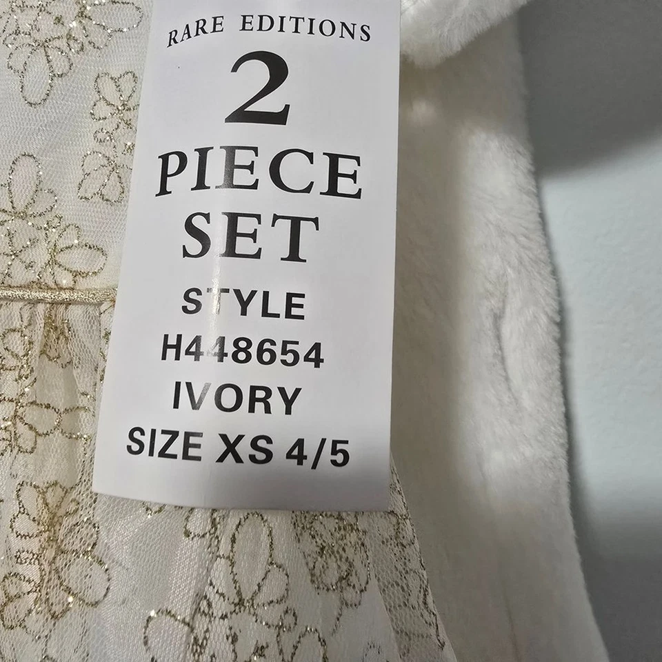 Vestido feminino tamanho 4/5 edições raras marfim e dourado e conjunto de jaqueta de pele sintética - Imagem 4 de 4