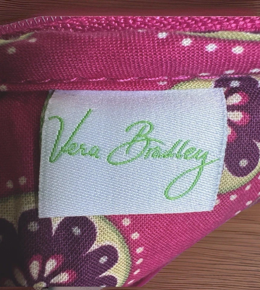 Bolsa acolchoada VERA BRADLEY manga tablet rosa paisley muito baga zíper ao redor em excelente estado usado - Imagem 2 de 4