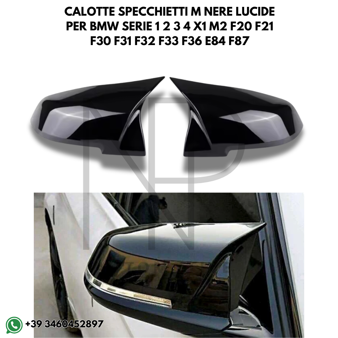 Calotte Specchietto Retrovisore Carbon Look Per BMW Serie 1 3 4 X1 - 2 Pezzi, Nero