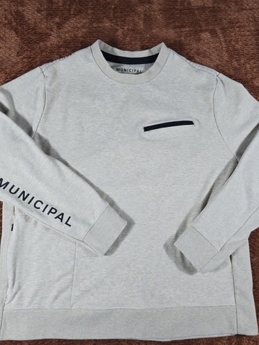 MUNICIPAL Utility Gear Mens XL Sweatshirt Sleeve Logo OatmealPullover
